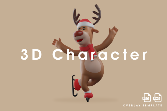 Attractive 3D Christmas Deer Picture for Illustrations