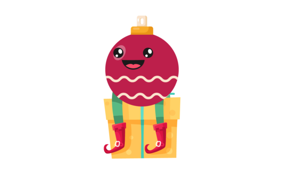 Christmas Ball Gnome Foot Kawaii Illustrations
