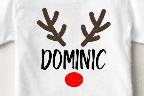 Christmas Deer Antlers Red Nose Monogram Illustrations
