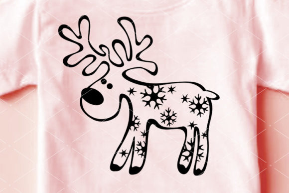 Christmas Deer Antlers Snowflakes Art Illustrations