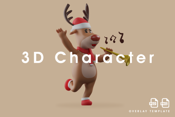 Christmas Deer Playing Trumpet Illustration Review