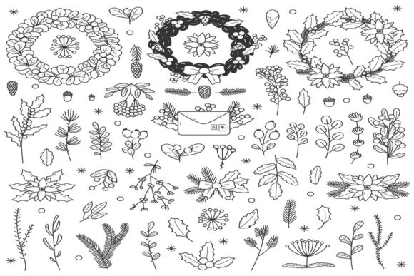 Christmas Floral Elements Illustrations for Branding and Marketing
