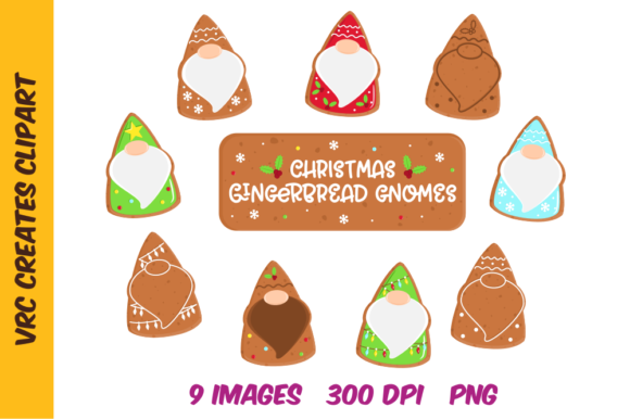 Christmas Gingerbread Cookie Gnomes Illustrations