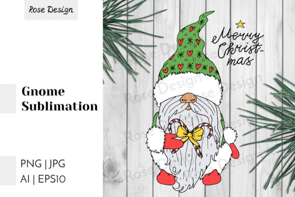 Christmas Gnome Candy Canes Sublimation Illustrations