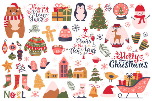 Christmas Holiday Elements Illustrations for Digital Product Creators