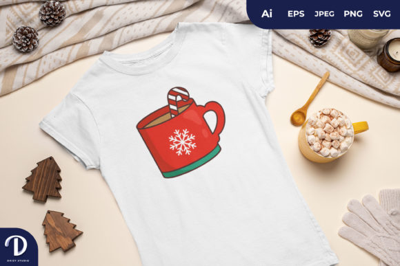 Christmas Hot Cocoa in Mug Illustration