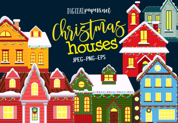 Christmas Houses Illustrations for Festive Web Design