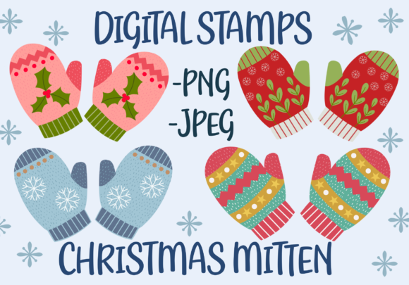 Christmas Mitten Digital Stamps for Local Branding