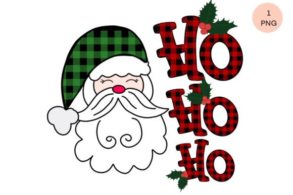 Christmas Santa Plaid Sublimation Illustrations