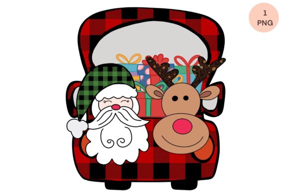 Christmas Santa Reindeer Sublimation Illustrations