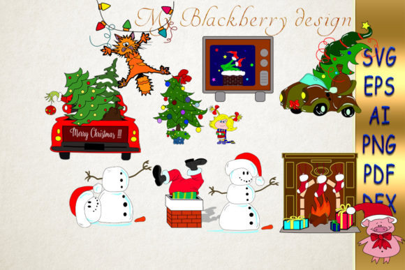 Christmas Svg Tree and Svg Decorations for Website Design