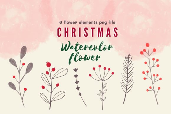 Christmas Watercolor Flower Illustrations for Local Branding