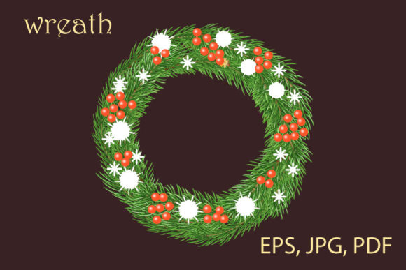 Christmas Wreaths with Berries SVG for Illustrations