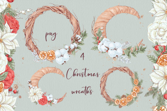 Clipart 4 Christmas Wreaths Illustrations