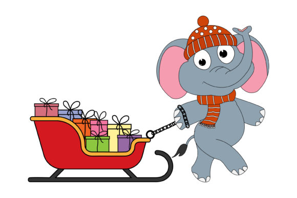 Cute Elephant Cartoon on Christmas