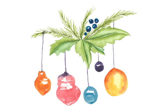 Cute Watercolor Christmas Wreath Illustration