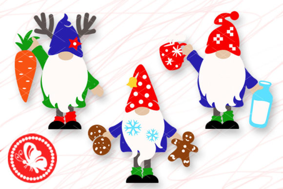 Gnomes Christmas Bundles Milk Cookies Illustrations