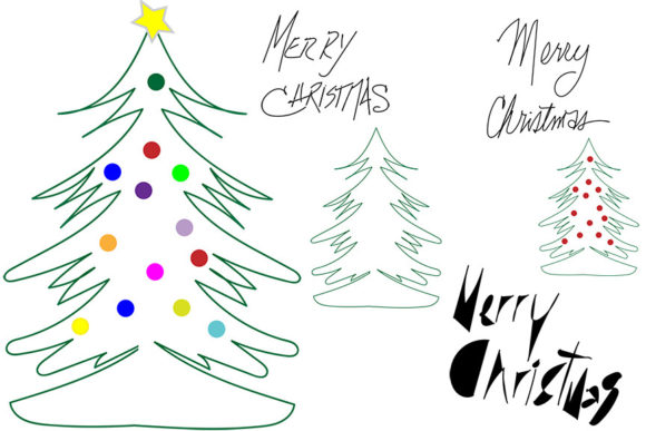 Hand Drawn Christmas Tree Illustrations for Holiday Content