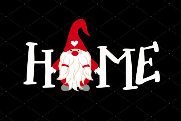 HOME Sign Gnome Red Hat Christmas Decor Illustrations
