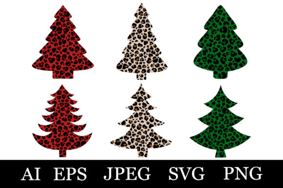 Leopard Christmas Tree Sublimation PNG for Illustrations