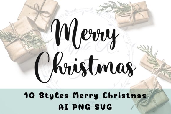 Merry Christmas Clipart, Lettering Illustrations