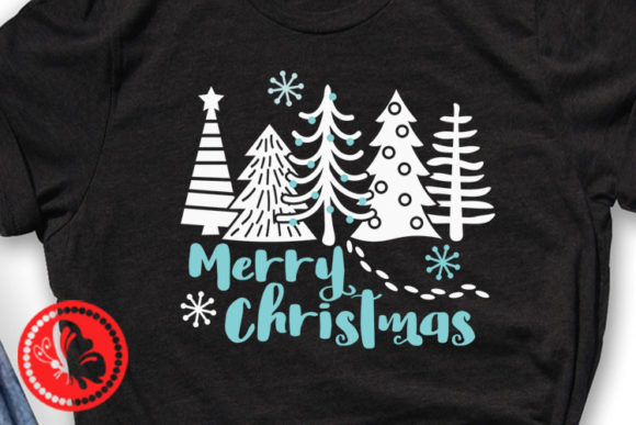 Merry Christmas Winter Forest Tree Embroidery