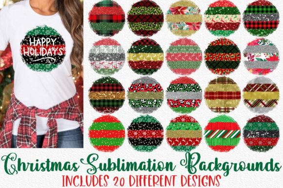 Round Christmas Sublimation Backgrounds for Illustrations