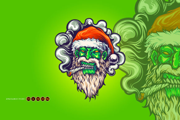 Zombie Skull Santa Claus Christmas SVG Illustration